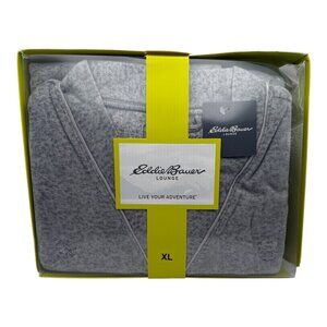 Eddie Bauer Womens XL 3 pc Robe Shirt Pant Sleepwear Set Pajamas Lounge Gray NWT
